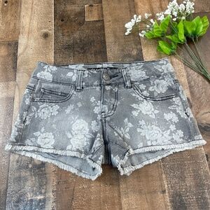 Celebrity Pink Floral Gray Denim Cut-Off Shorts